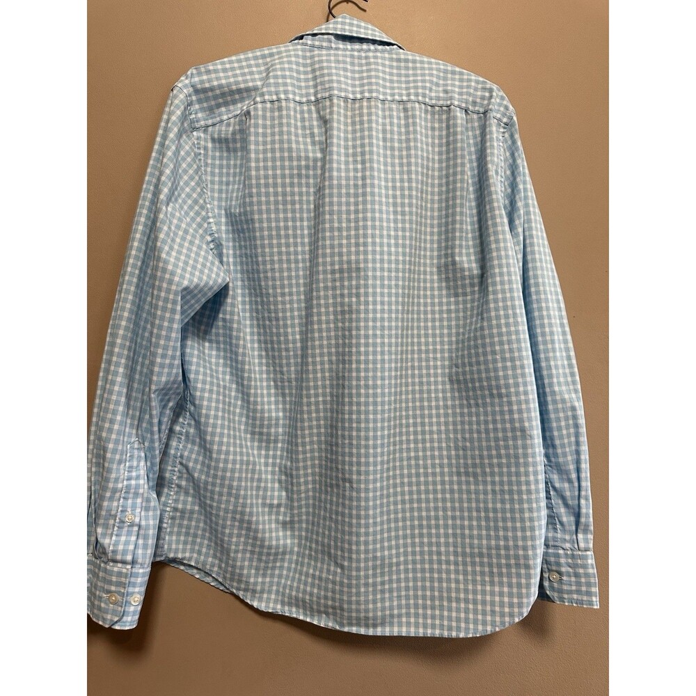 Nautica Classic Fit Button Down Shirt Light Blue White Check Mens L 100% Cotton - Picture 6 of 9